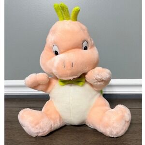 Tony Toy Peach Turtle Plush Green Spotted Shell Bow Tie PT885 12 Inch